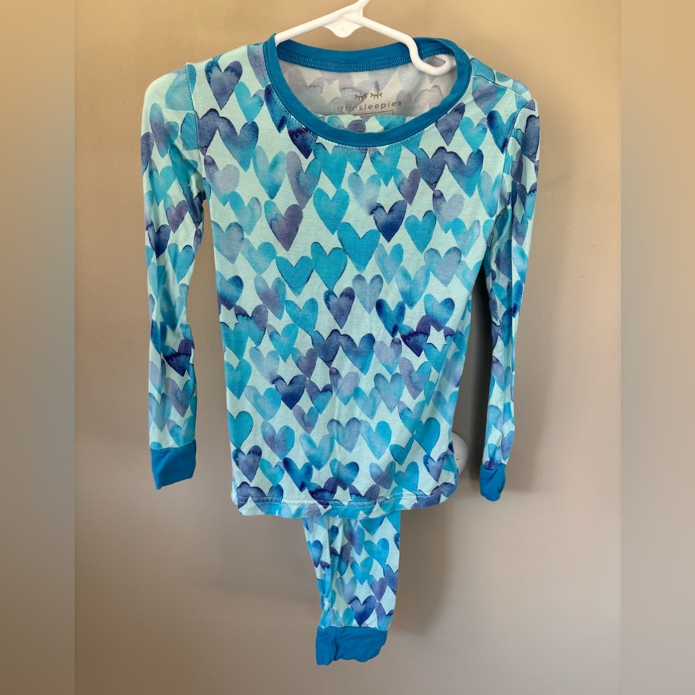 Little Sleppies 3t Blue Watercolor Hearts